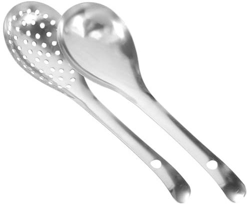 OUNONA Set di 2 Cucchiai da Cucina in Acciaio Inossidabile Multifunzione, Cucchiaio per Riso e Mestolo Forato, Resistente e Pratico per Uso Quotidiano in Cucina