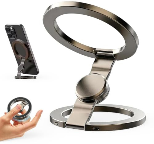 Baomaeyea Magnetiskt telefonstativ Fidget Spinner, dubbelsidig magnetringhållare, 360° rotation vikbar, kompatibel med iPhones, Samsungs och MagSafe magnetiskt fodral, för skrivbord, gym, resor (svart