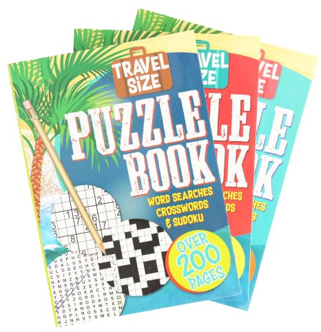 Puzzle Books Travel Size Set of 3 Word Search Crossword Sudoku 200 Pages