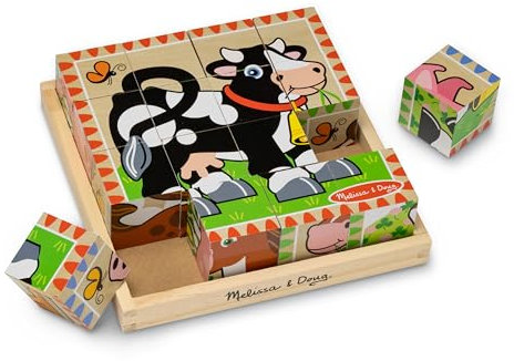 Melissa & Doug | Farm Cube Puzzle | Puzzles | Wooden Toy | 3+ | Gift for Boy or Girl