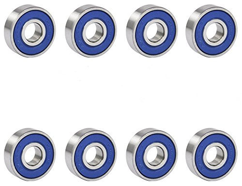 TRIXES 8 x Cuscinetti a Sfera Abec 9 - Sigillati, Senza Attrito - Per Skateboard e Pattini