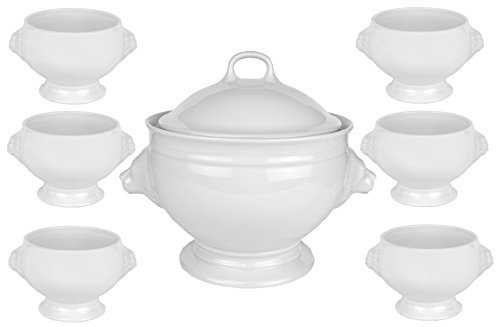 Juego de 8 piezas sopera de León 2,7 L con tapa + 6 cuencos de sopa León 0,5 L
