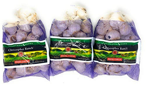 Fresh California Grown Garlic USA California Heirloom Monviso Gilroy Finest Garlic - 3 Bags of 2 Pounds Total of 6 Lbs