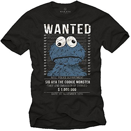 Camisetas Divertidas Hombre Manga Corta - Wanted Cookies Galletas
