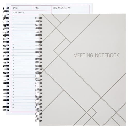 Juvale Meeting Notebook for Work - Spiral-Bound Planner Notebook for Work Planner & Office Supplies - Agenda & To Do List Notepad - 11 x 8.5 In, White, Pack of 2