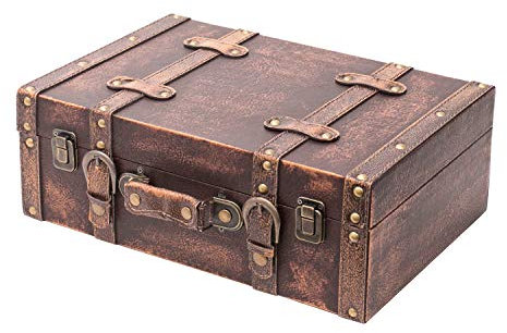 HMF VKO103 Vintage Koffer aus Holz | 38 x 26 x 13 cm | Groß | Deko Klassik