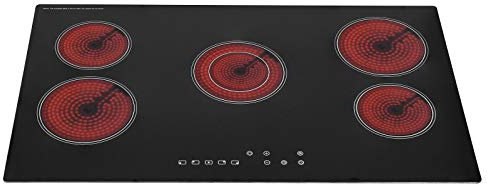 SIA CERH90BL/1 90cm Electric Ceramic Hob Cooktop, 5 Zone with Touch Control, 9 Power Levels, Child Safety Lock, Black, 2 Years Parts & Labour Guarantee