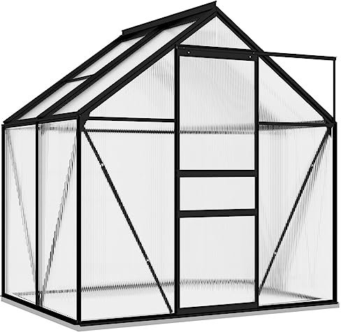 vidaXL Gewächshaus UV-beständig Wärmeisolierend Treibhaus Tomatenhaus Frühbeet Garten Pflanzenhaus Gartenhaus Anthrazit Aluminium 2,47m²