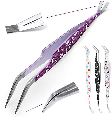 Helperfect 2in1 Pinzetta Zecche Cane e Gatto in Acciaio Inox | Rimuovi Zecche Composto da una Ganci e Pinzette per Zecche | Applicazione Affidabile e Facile Contro le Zecche di Qualsiasi Dimensione