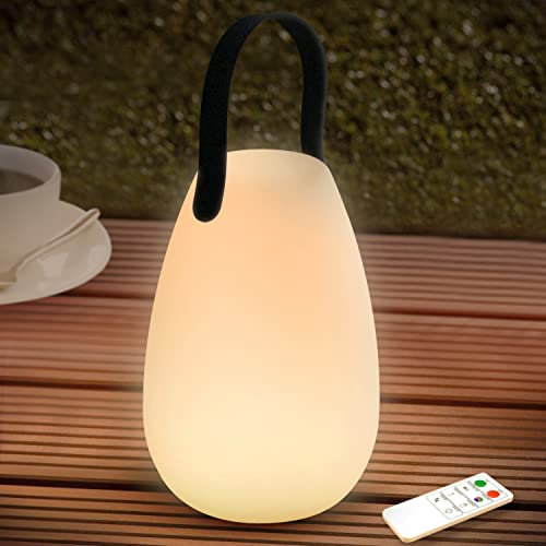 FUYO Lampe de Table Extérieure Rechargeable LED 8 Couleurs Dimmable Lampe de Table Sans Fil avec Télécommande, 4 Niveaux d'intensité Variable, IP44 étanche pour Chambre Jardin Patio