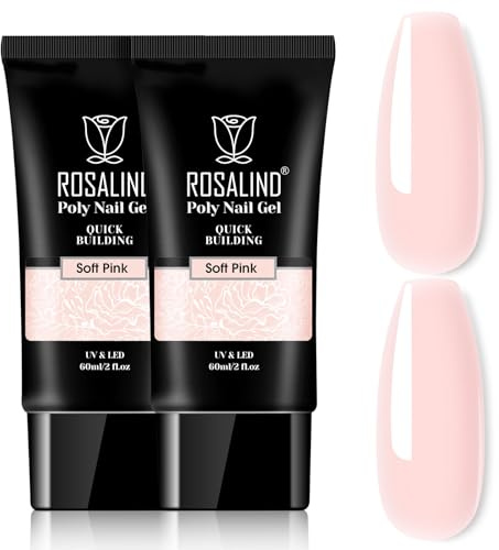 ROSALIND Poly Extension Nägel Rosa Gel Erweiterung Reparatur 2pcs 60ml | Aufbaugel für Gelnägel UV LED Quick Builder Acrylic Nagelgel Nagelverlängerung Gel Polish Starter Set für DIY Nageldesign