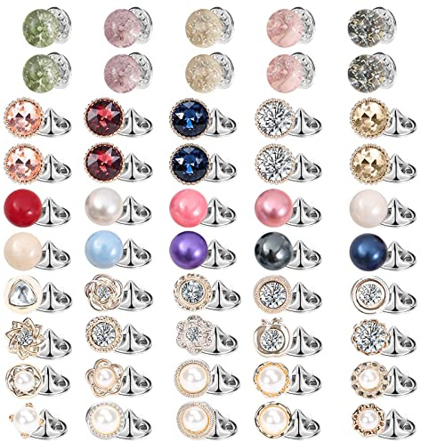 50 Pcs Cover Up Brooch Pins, VEGCOO Women Shirt Safety Brooch Buttons Blouse Pins Modesty Pin, Accidental Exposure Prevention Invisible Buttons for Women Girls Clothes Cardigans Dress