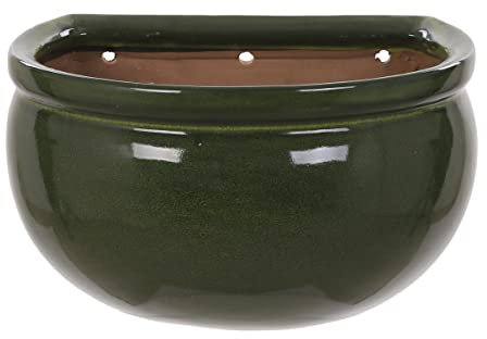 MAISONICA Medium 26cm Green Ceramic Wall Planter Plant Pot - Frost Proof