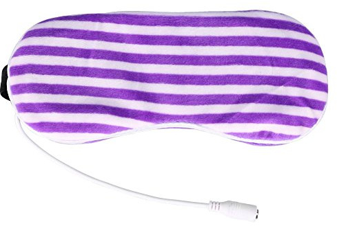 Beheizbare Augenmaske, Tragbar mit Verstellbarem Riemen USB Augenmaske Heizung Dampf Augenschutz Warme Augenkompresse Heizkissen zur Linderung von Blepharitis Bei Trockenem Auge[Lila Streifen]