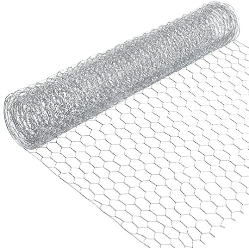 Flonatur Malla gallinero 1x50m hueco 50mm hexagonal de zinc galvanizada triple torsión metálica, (1x50m-Hueco 50mm, Plateado)