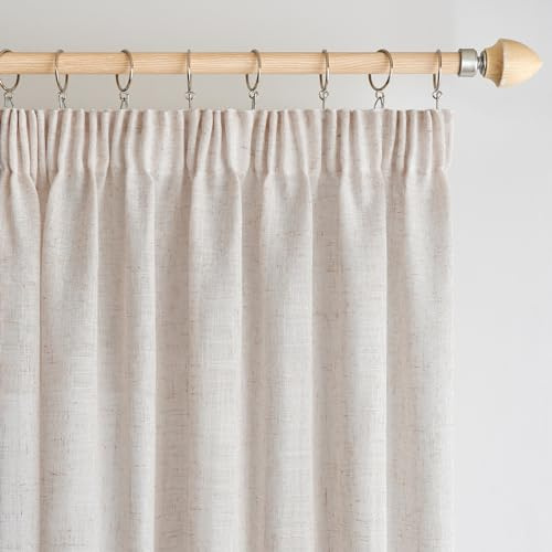 Woaboy Cortinas Lino Visillo Cinta Salon Dormitorio 2Pz 140x260cm Blanco | Tejido efecto lino translucido, visillo decorativo para Salon y Dormitorio, filtra la luz y aporta privacidad.