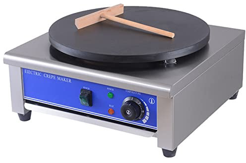 THREMA Crepe Maker Elettrico Commerciale, Piastra Riscaldante da 2,8 KW con Piastra Riscaldante da 15,7 Pollici di Diametro, Temperatura Regolabile 50-300 ℃, per Quadrato Commerciale