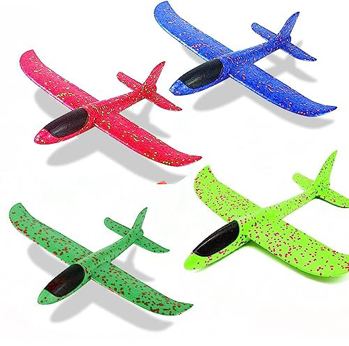 PULIJAZ Große Wurfschaum Flugzeug,Flugzeug Spielzeug Styroporflieger, Kinder Flugzeug Spielzeug, Geeignet für Manuelle Wurfspiele, Modellflugzeug, Geburtstagsgeschenke, Jungen Geschenke (4Stück)