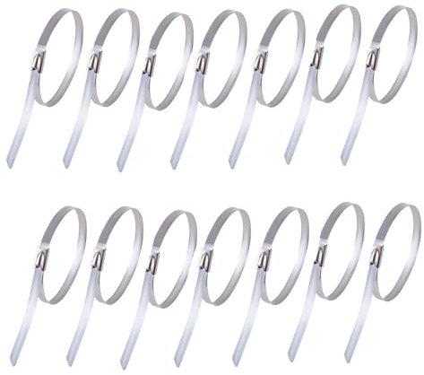CNCYEAH 100 Stück Edelstahl Kabelbinder 4,6mm x 300mm Stahlkabelbinder mit Verriegelungsfunktion für Auspuffrohre Außenbereiche Vordächer