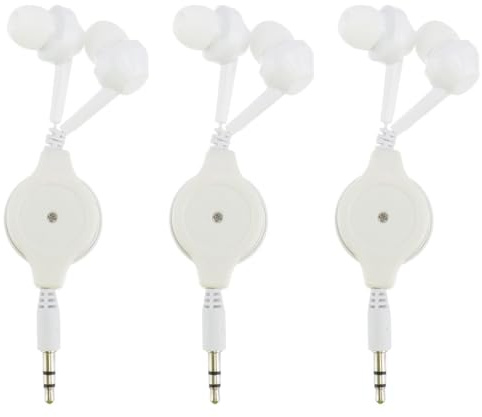 Hemobllo Lot de 3 écouteurs intra-auriculaires rétractables de 3,5 mm avec câble télescopique rembourré pour lecteur MP3, lecteur CD et autres appareils audio