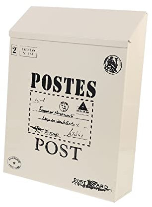 Housoutil Vintage Abschließbarer Metall Briefkasten Weiß Mit Schloss Wandmontage Amerikanischer Stil Briefkasten Und Dekorative Postbox Für Garten Büro Zuhause