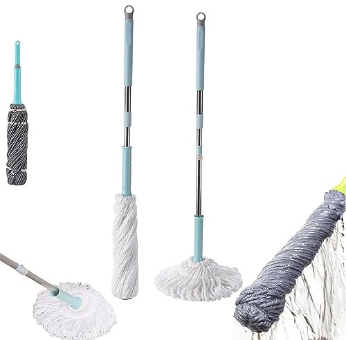 Lipski Trapeador mágico autoescurrido de Limpieza sin Esfuerzo, trapeador mágico de Microfibra para Piso con Mango de Acero Inoxidable, trapeador de Limpieza Multiusos en seco húmedo (A)