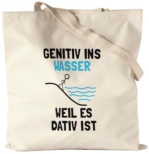 Hey!Print Genitiv ins Wasser weil es Dativ ist Jutebeutel Grammatik Lehrer Deutschlehrer Germanisten