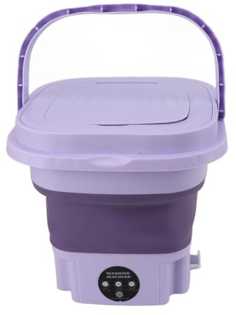 Qcwwy Mini Machine à Laver Automatique Pliable, capacité de 11 L, Matériau ABS PP, Seau de Lavage avec Tuyau de Drainage pour Dortoirs, Voyages, Camping-Cars, Appartements (Prise UE)