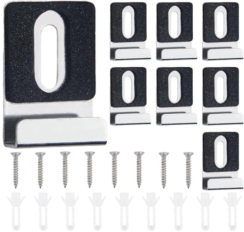 Robustes Metall-Spiegelhalter-Clip-Set – 8 Stück Spiegel-Clips aus Edelstahl mit Gummi-Pads und Schrauben, robuste Aufhängung für Wandfliesen, Werbetafeln (Silber, 1/4 Zoll)