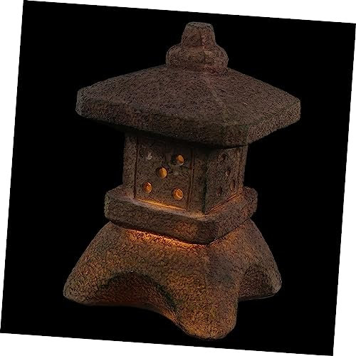 KONTONTY Linterna Solar Pagoda De Jardín Pequeña Estatua Decorativa Duradera Diseño Sencillo y Elegante Iluminación Exterior Con Energía Solar Para Patios y Terrazas