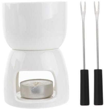 Amosfun 2-in-1-fonduetopf Aus Keramik Schokoladenschmelzmaschine Mit 2 Gabeln Und Teelicht Für Käse Schokolade Backen Kochen Zufällige Farbe
