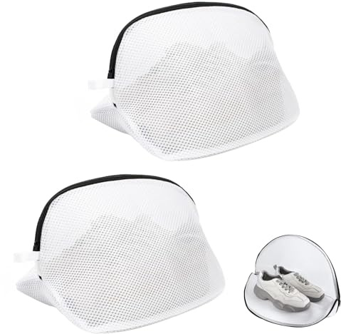 SKENGWEL 2 Stück wäschenetz schuhe，Wäschenetz für Schuhe,Schuhe Waschbeutel,Sneaker Wäschesäcke für Waschmaschine und Reise Socken, BH Wäschebeutel mit Reißverschluss（42x24x24cm）