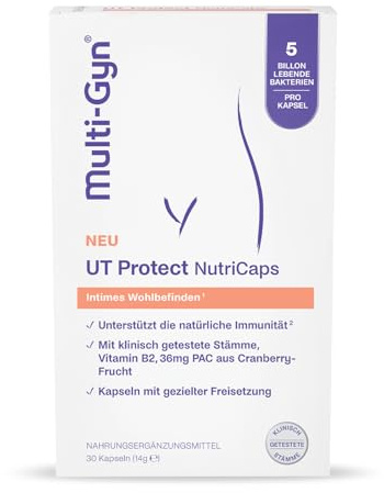 Multi-Gyn UT Protect NutriCaps. Darmgesundheit & Ausgewogene Flora mit 5 Mrd. KBE/Kapsel – Unterstützt Intime Flora für Frauen & Natürliche Immunität, Klinisch Getestete Stämme & Gezielte Freisetzung