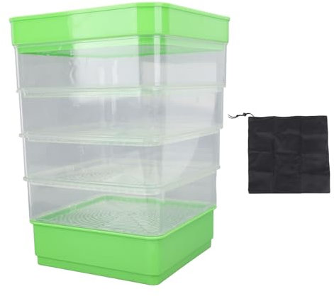 PerGar Samen-Sprossen-Set, Samen-Sprossen-Tablett, 4-stufiges Samen-Sprossen-Set, Stapelbares Sprossen-Anzuchtset-Tablett, Microgreens-Anzuchtschalen, Sojasprossen-Anzuchtset Zum Keimen