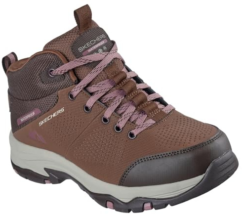 Skechers Trego Trail Destination - Zapatos de Senderismo para Mujer, Tela sintética marrón con Ribete múltiple, 38.5 EU