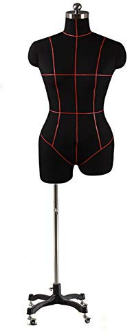 HGJHJJHK Großer weiblicher Mannequin-Körper-Torso zum Nähen, mit Rolle, Styropor-stehender Kleidungs-Oberkörper-Mannequin, Verstellbarer Ständer (Farbe: Schwarz, Größe: XXL)
