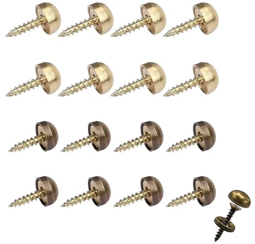 Dekorative Schrauben aus Messing mit Kappen, dekorative Abdeckung, 15 mm, selbstschneidende Schrauben mit dekorativen Unterlegscheiben, Messing- und Bronze-Finish für Spiegel, Teetische, Schränke oder