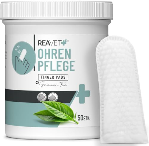 ReaVET Ohrenpflege Finger-Pads für Hunde & Katzen 50 Stück – Sanfte Ohrreinigung I Ohrpflege Reinigungspads Fingerpads für die Ohrenhygiene, sanfter Ohrenreiniger zur Pflege & Reinigung
