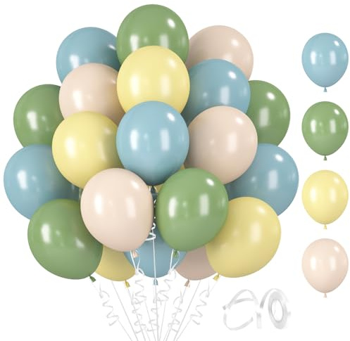 BlooMoo 60 Stück Luftballons Blau Grün Gelb, 12 Zoll Latex Luftballons Blau Grün Gelb, Helium Ballons, Party Ballons Set, für Geburtstag Hochzeit Party Dekoration