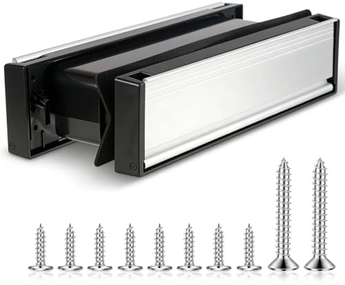 1 Set Door Letterbox Flap 12 Inch, Letter Box Cover for Front Door with Draught Excluder Brush and Sprung Prevents Draughts Coming Through for Wood or uPVC Composite Front Doors