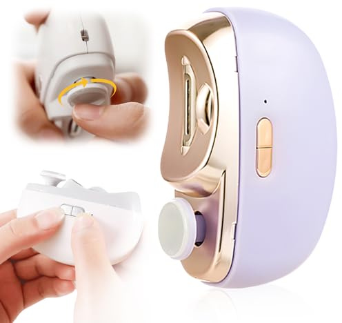 Coupe Ongle Electrique, 2 En 1 Coupe Ongle Lime a Ongle Electrique, Rechargeable USB Coupe-ongles électrique automatique, Faible bruit avec Lumière LED Pour Bébés Adultes Personnes Âgées (Violet)