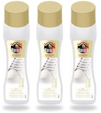 BÚFALO Crema Recolor para Calzado con Autoaplicador, Blanco, 50ml, Pack de 3