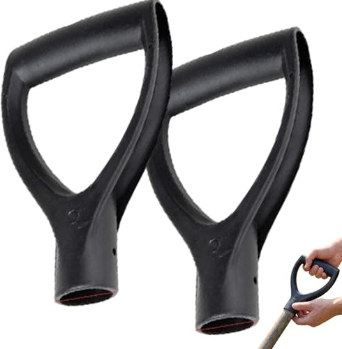 Manico di ricambio per pala, 2 pezzi di ricambio per manico di pala, neve in plastica resistente a forma di D, pale da scavo e attrezzo da giardino, impugnatura facile da installare, nero