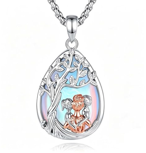 INFUSEU Herzform Halskette mit Mutter und Kind Anhänger Muttertagsgeschenk für Frauen Freundin Mutter Liebevolle Geschenkidee für Mamas