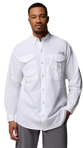 Columbia LS Shirt Bonehead-Camiseta de Manga Larga, Blanco, XL para Hombre