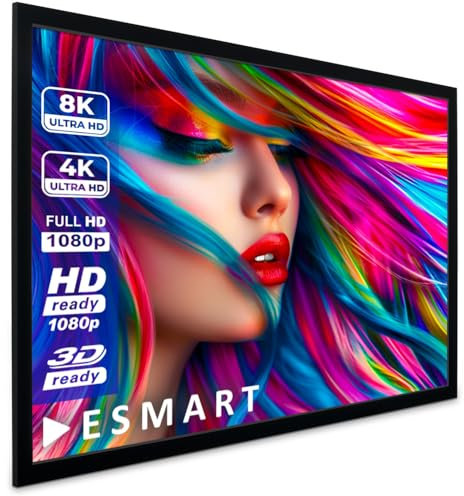 ESMART Professional MIRALE Rahmen-Leinwand [Größenauswahl] 266 x 149 cm (120) 16:9 | Heimkino Beamer Projektionsleinwand Rahmen Leinwand LCD LED