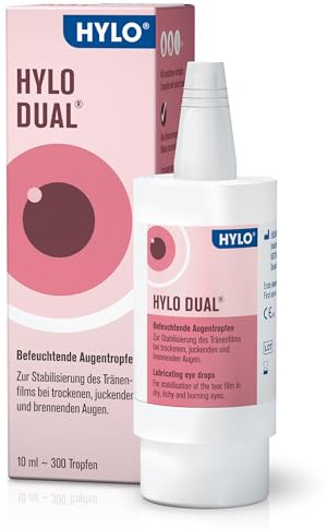 HYLO DUAL Augentropfen gegen trockene Augen, 10ml | Augenbefeuchtung mit Hyaluronsäure und Ectoin ohne Konservierungsstoffe - Augenpflege - mit Kontaktlinsen verträglich