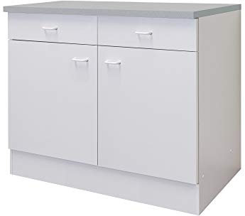 Flex-Well Küchenschrank Bochum - Unterschrank - 2-türig, 2 Schubladen - Breite 100 cm - Weiß