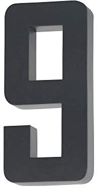 Lukadria Hausnummer 9 anthrazit 3D Edelstahl rostfrei witterungsbeständig 20cm Hoch 0 1 2 3 4 5 6 7 8 9 a b im Shop