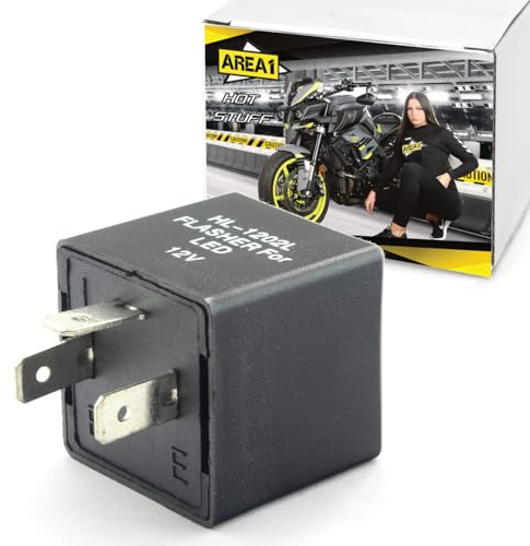 Area1 Relè Frecce Moto Digitale a Carico Indipendente per Frecce LED, Alogene e Lampadine, 12V 0,1–150W, 3 Pin / 3 Poli